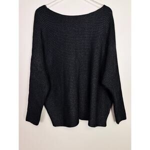NWT Ralph Lauren Women’s Black Dolman Sleeve Boatneck Metallic Chunky Sweater 2X
